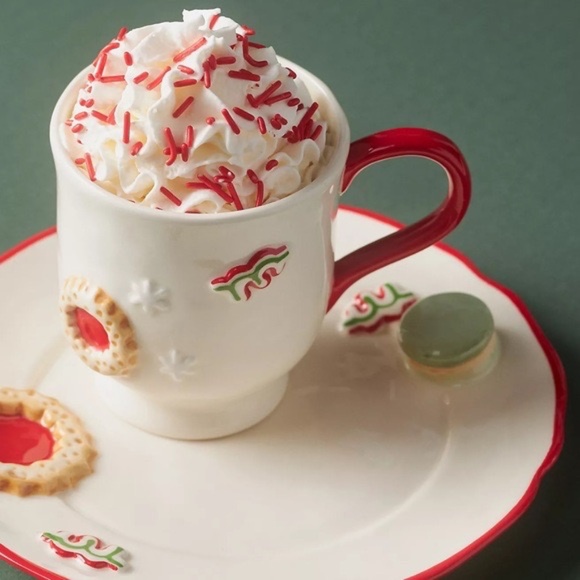 NWT Anthropologie Holifaye Stoneware Mug Christmas - Picture 1 of 4